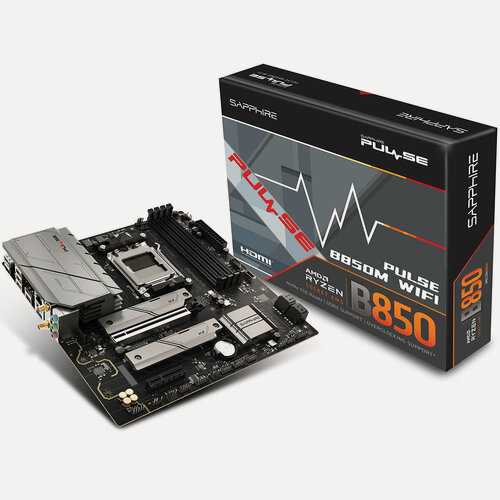 Изображение товара Материнская плата Sapphire PULSE B850M WIFI, AM5, AMD B850, Micro-ATX, RTL (52123-04-40G)