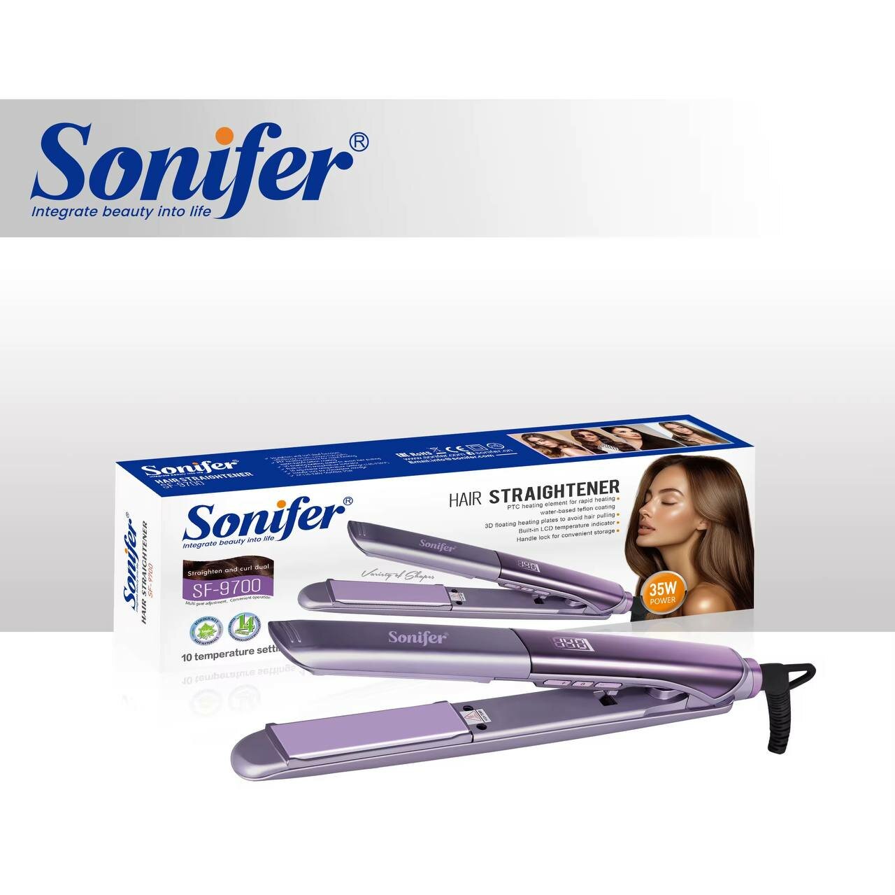 Утюжок-выпрямитель Sonifer 9700, профессиональный стайлер для укладки волос