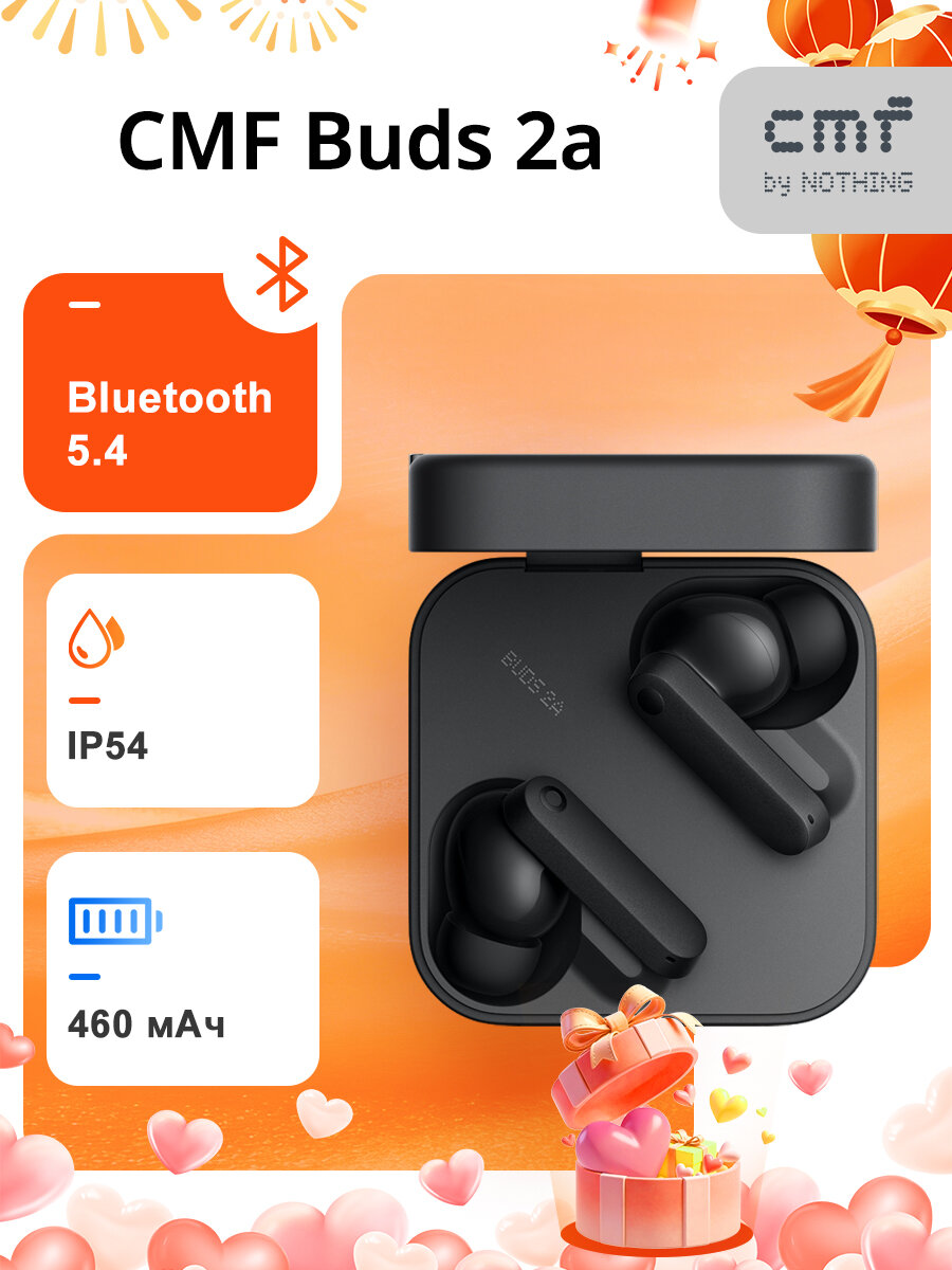 Наушники Nothing CMF Buds 2a Глобальная версия Беспроводная связь по Bluetooth, темно-серый