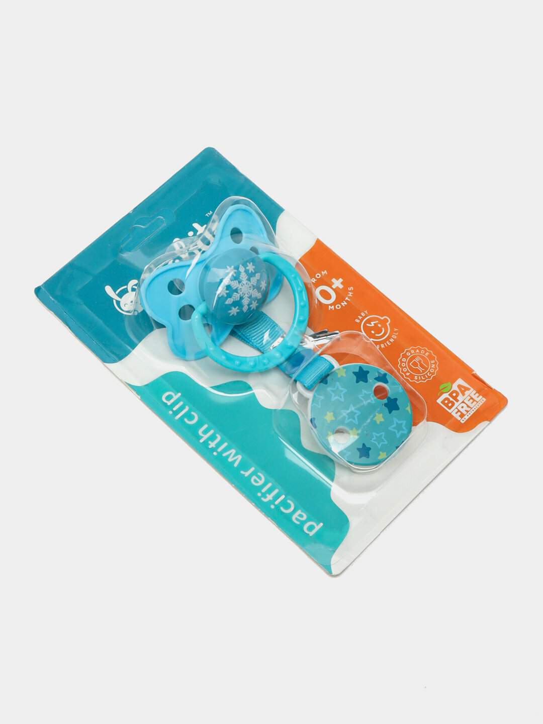 Соска - пустышка для младенцев, с держателем, силиконовая, 2 в 1 — фото 1