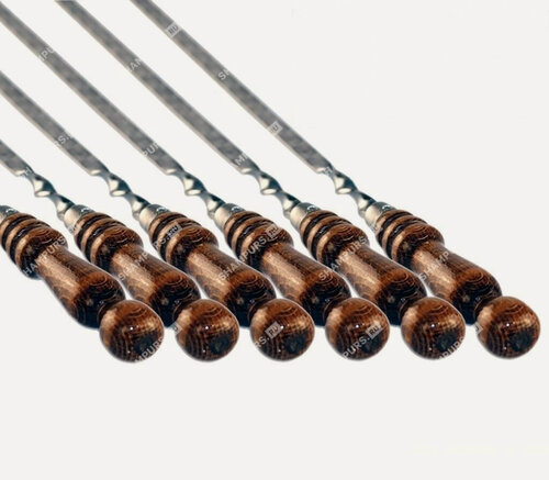 Изображение товара 6 профессиональных шампуров с деревянной ручкой для мяса 14мм - 70см