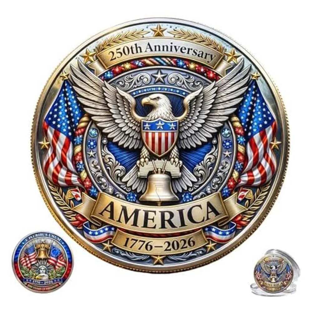Памятная монета к 250-летию США, металл, 45 45 10 мм
