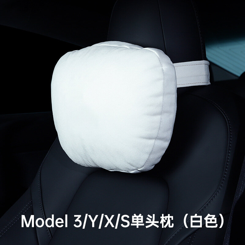 Велюр подушка для шеи автомобиля для Tesla Model 3/Y/XS - Белый, регулируемая поддержка шеи, универсальная посадка