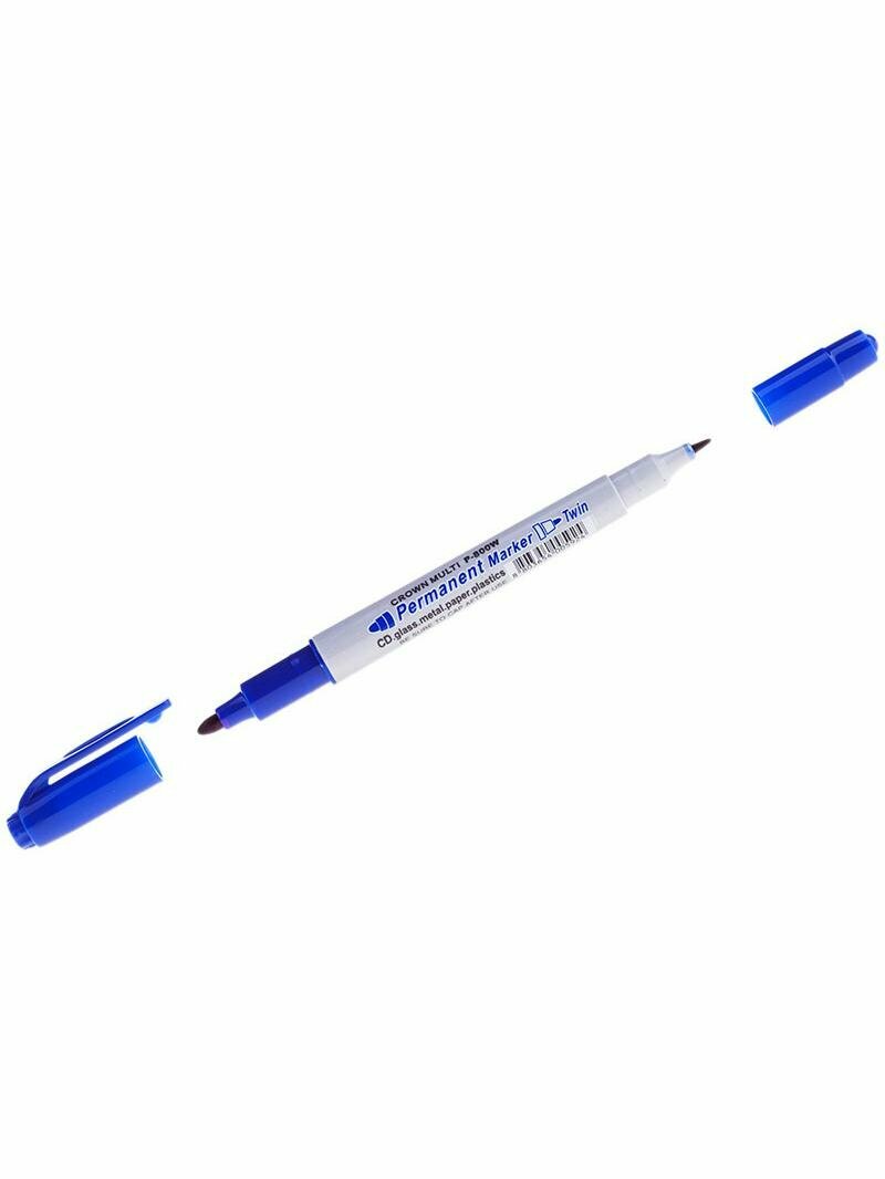Маркер Crown Multi Marker Twin P-800W перманентный двухсторонний пулевидный наконечник 2/1 мм синий {117934} 1 шт