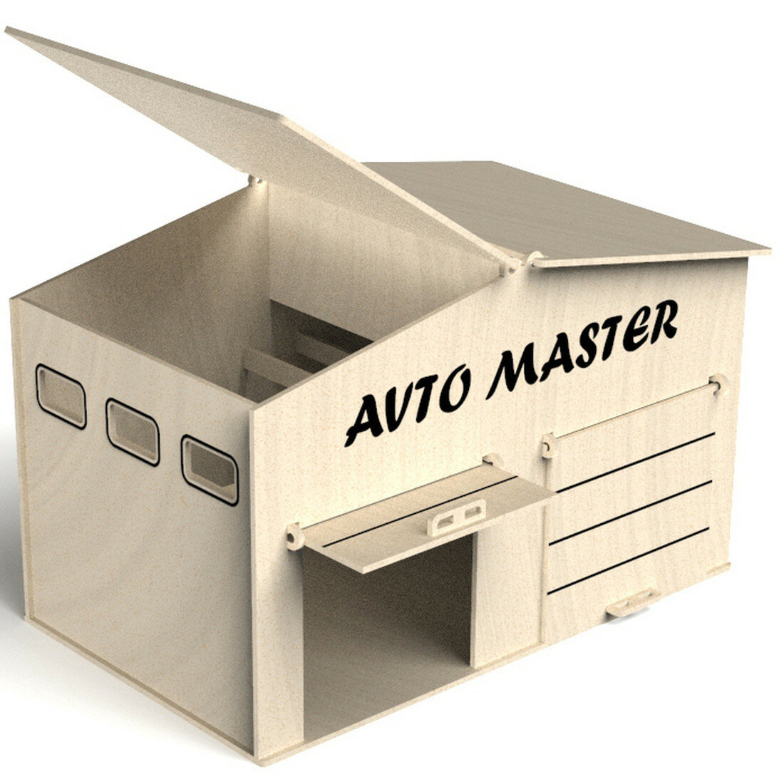 Автосервис-парковка для игры с машинками, деревянный, фанера 4 мм