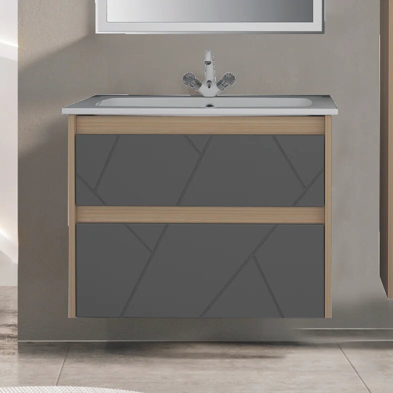 Тумба с раковиной ASB Mebel Диана 75 серый глянец