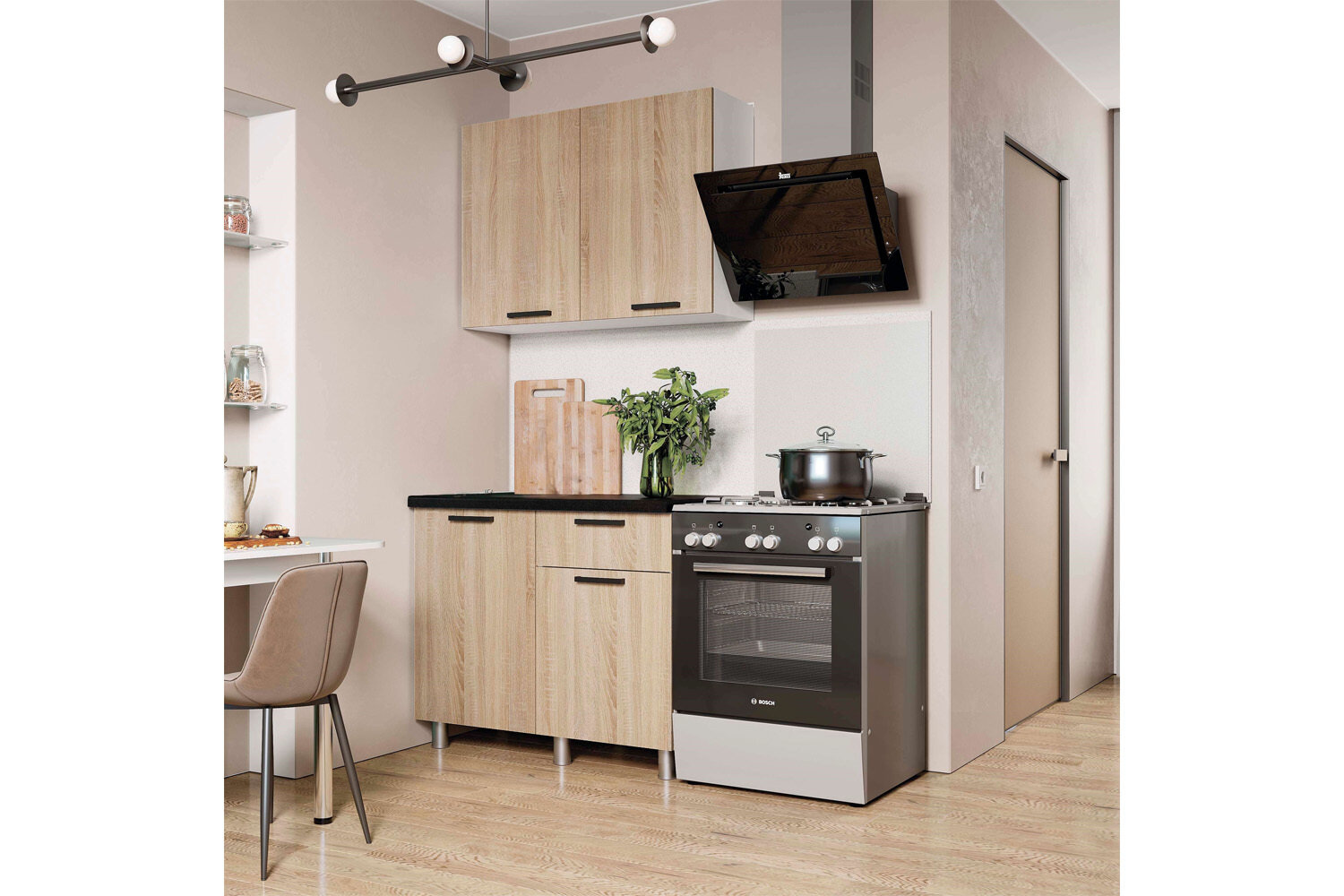 Кухня Ева Дуб сонома Черный янтарь