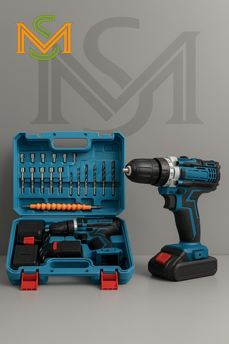 Изображение товара Аккумуляторная дрель шуруповёрт 2.0 A/h, с набором сверл, бит, в кейсе