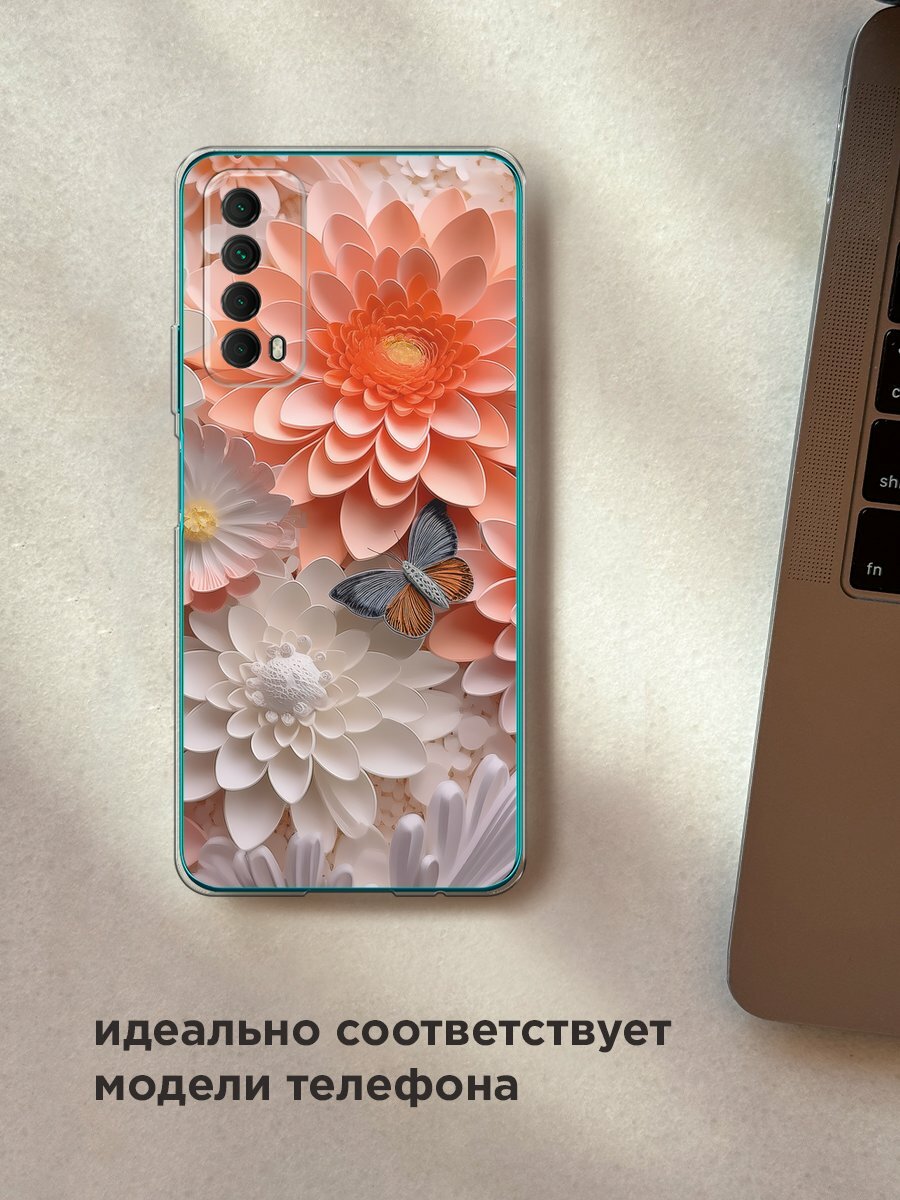 Чехол на Huawei P Smart 2021 / Хуавей П Смарт 2021 с принтом "Бумажные цветы" — фото 1