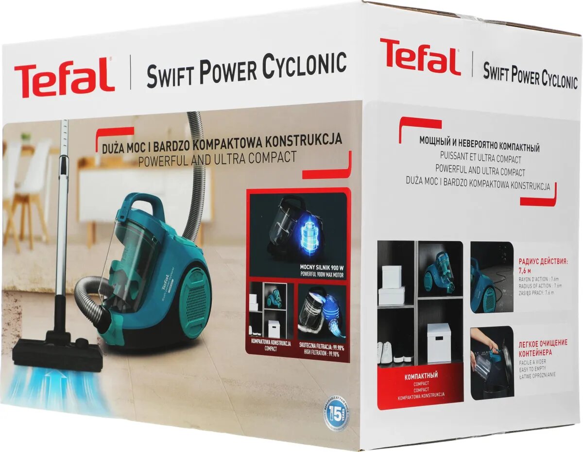 Пылесос Tefal Swift Power TW2922EA, мощность 2100 Вт, сухая уборка, шнур 5 м — фото 1