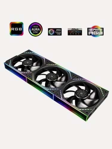 Изображение товара Комплект 120мм черных реверсных кулеров для ПК с эффектом бесконечности TL-M12QBX3