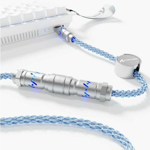 Кастомный Кабель Авитор Attack Shark - провод спиральный разъём GX16 Aviator для игровой клавиатуры type-c Серый 9100₽