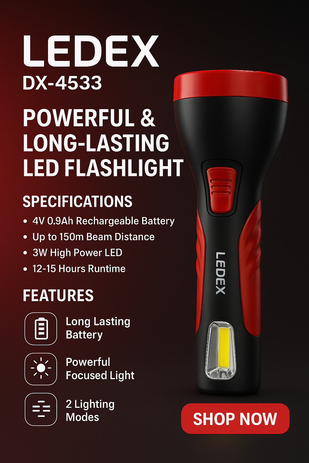 Фонарь LEDEX DX-4533 – Мощный и долговечный светодиодный фонарик