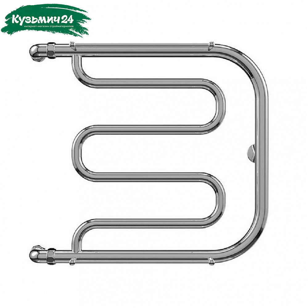 Полотенцесушитель водяной Terminus Фокстрот AISI 32х2 М-образный с полкой 4620768881343 нержавеющая сталь 600х700 мм