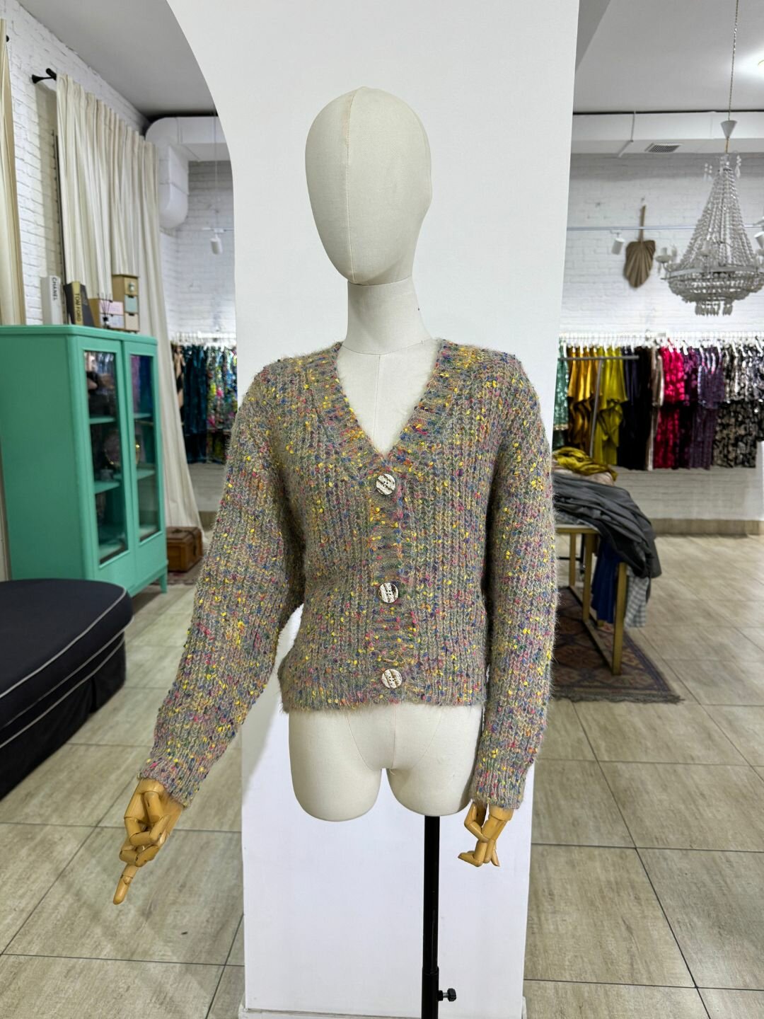 Кардиган  3205, размер 42-48, коричнево-бежевый — фото 1