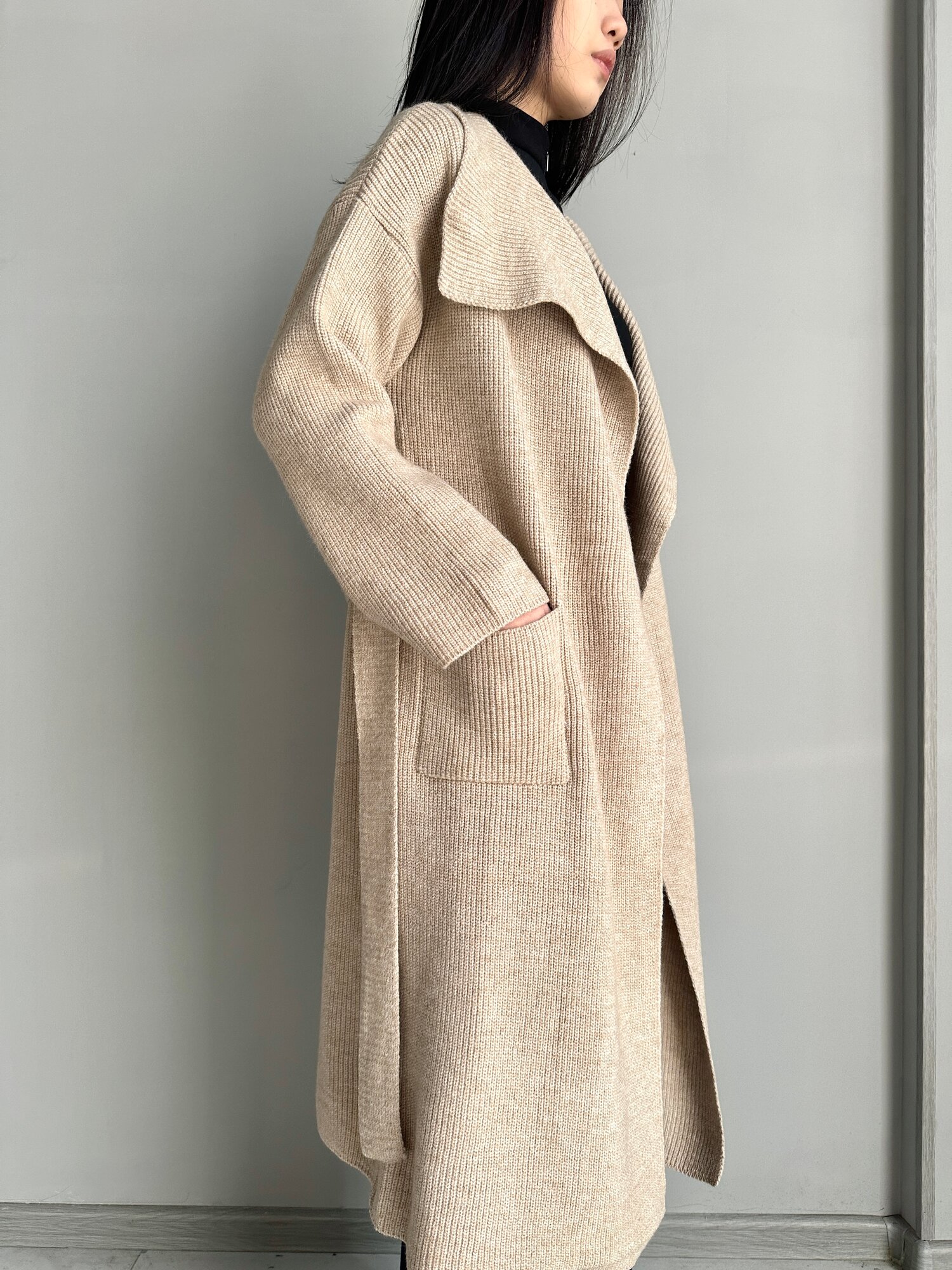 Кардиган INK Бежевый, черный, серый, размер Std, бежевый — фото 1