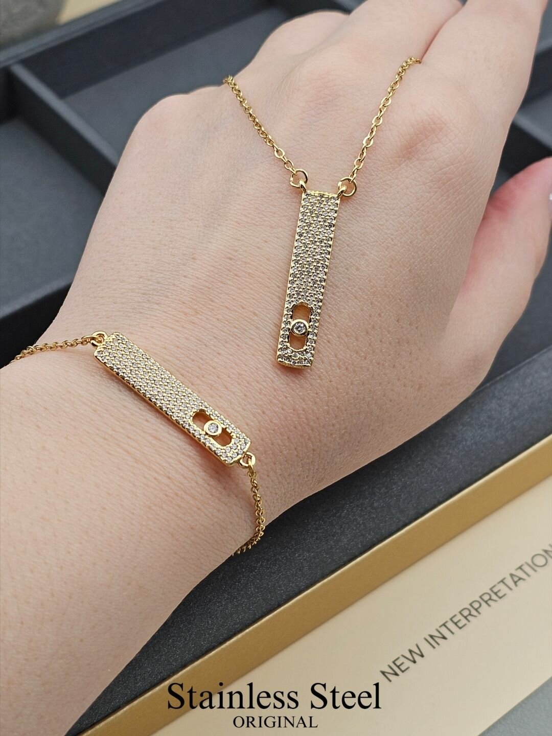 Браслет-цепочка, фианит