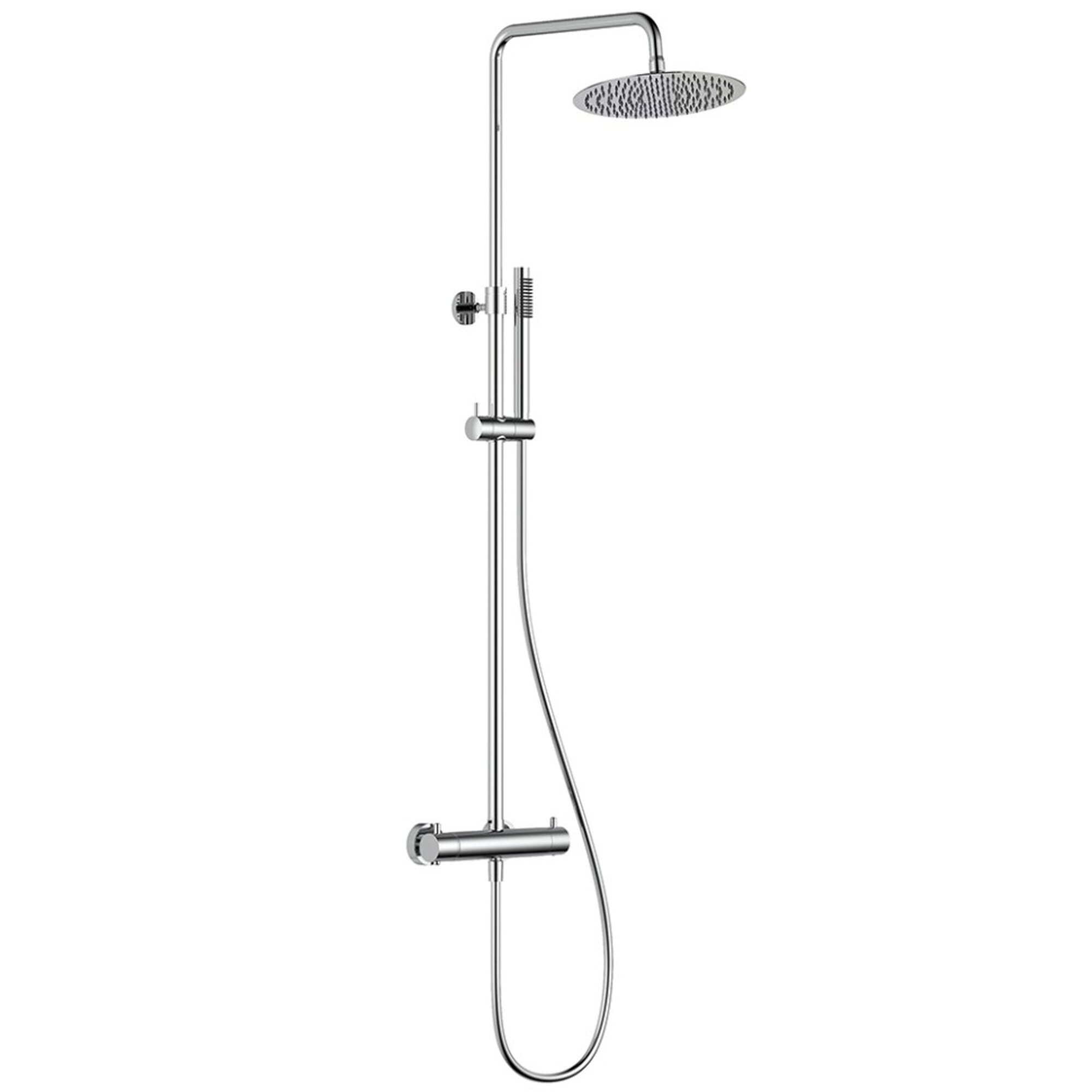 AQM 8006CR Душевая система с термостатом, O250, 1/1 режим, латунная лейка, верхний душ - сталь