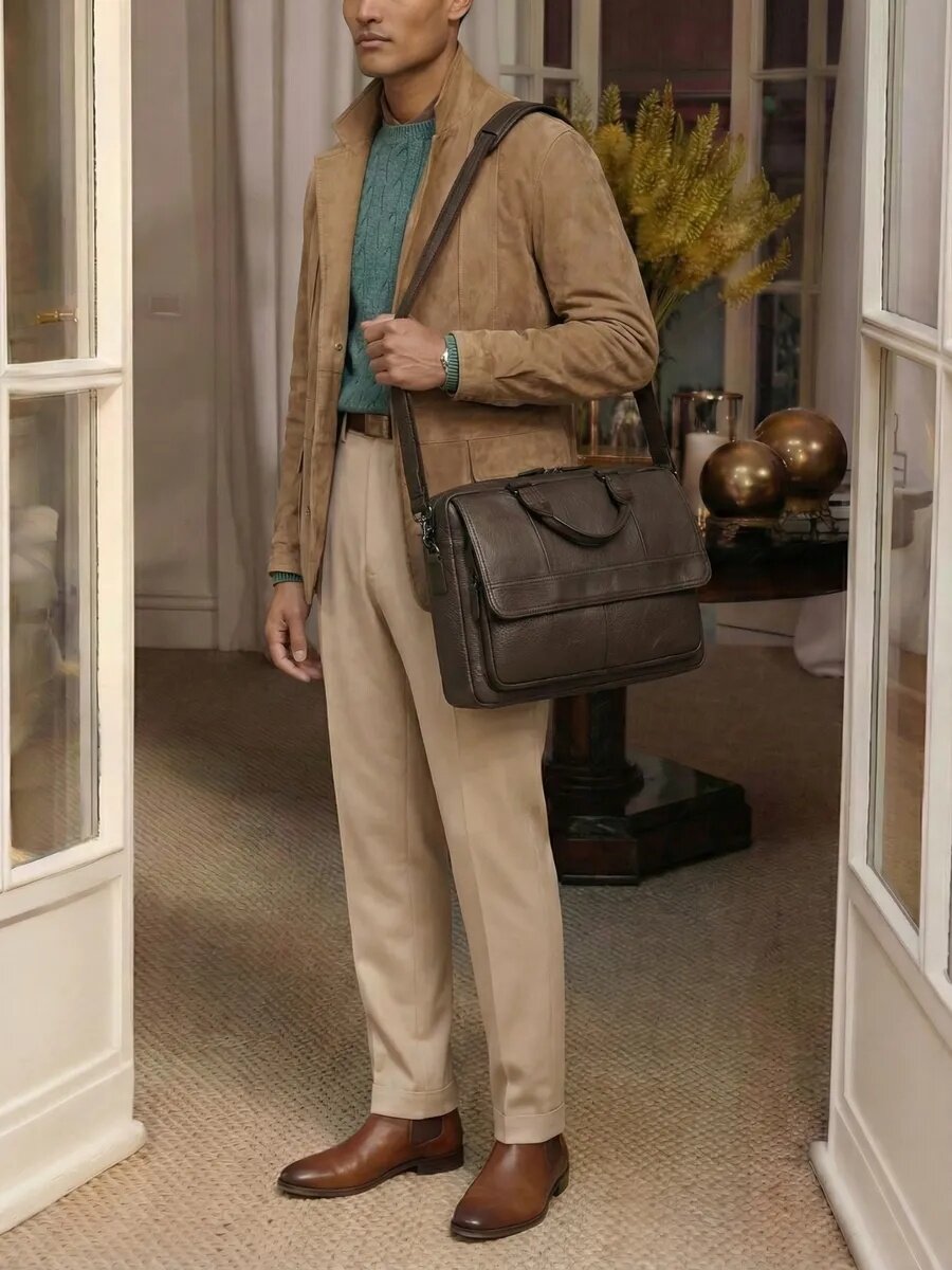 Сумка Daniele Riccardi, фактура матовая, зернистая, коричневый — фото 1