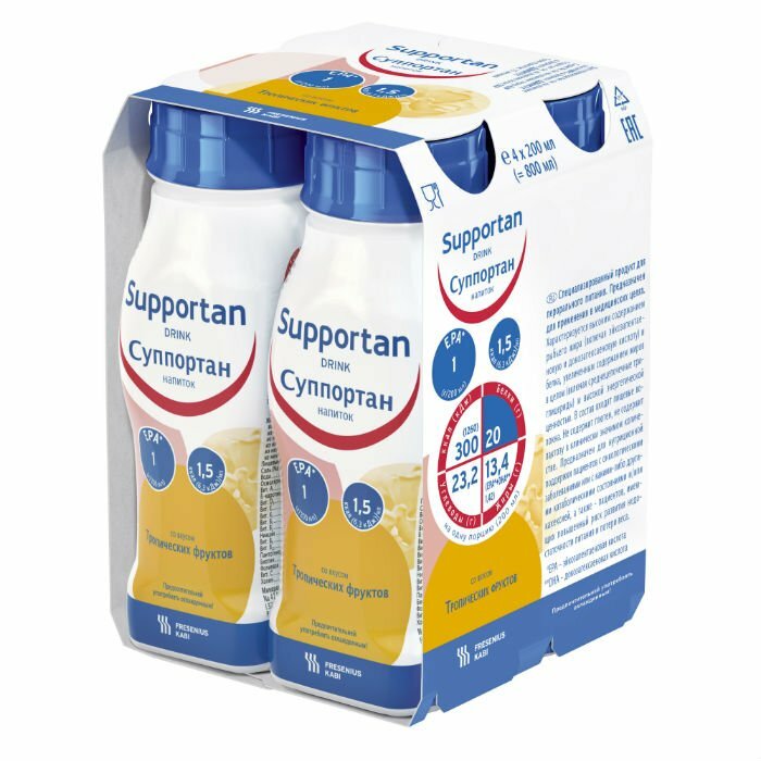 Суппортан напиток / Supportan drink, вкус тропических фруктов, 200 мл 4 шт.