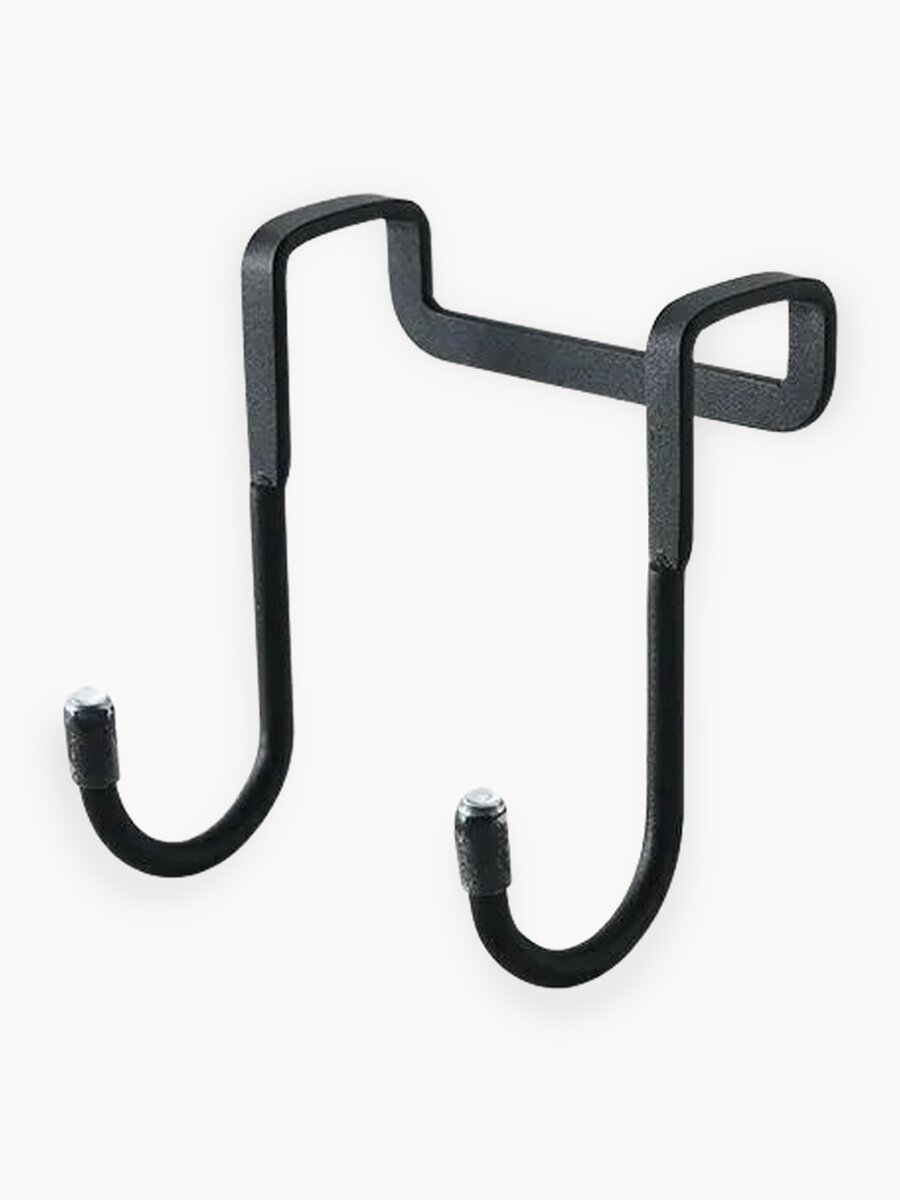 Крючок двойной навесной на дверь шкафа на кухню черный матовый, 1шт.