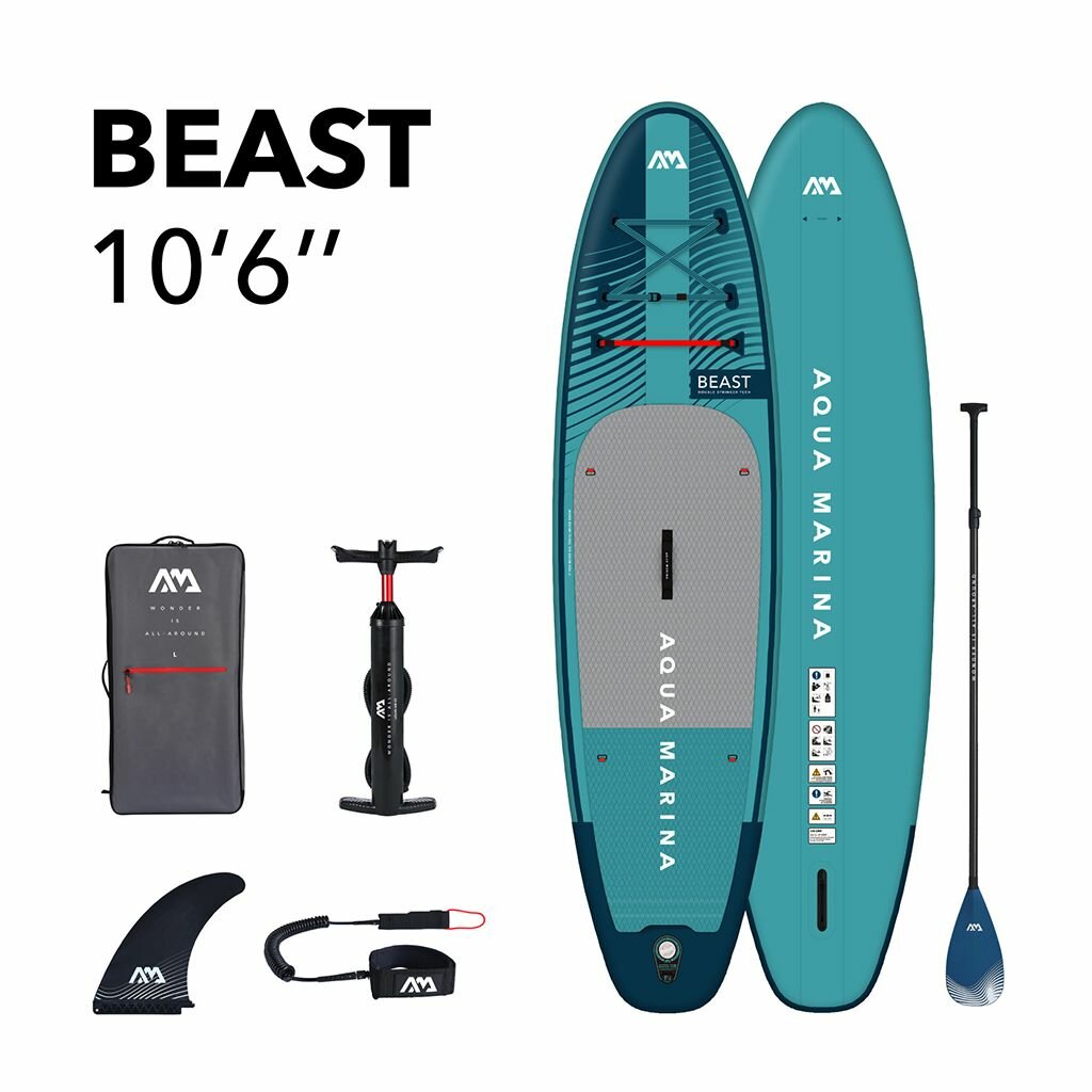 Сапборд надувной Aqua Marina BEAST 10'6 (320х81х15 см), до 140 кг, универсальный SUP-доска с веслом Carbon Hybrid