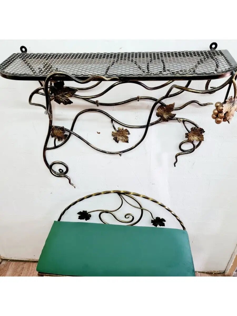 Кованая прихожая №18, вешалка + банкетка, Студия кованой мебели Нива, цвет зеленый — фото 1