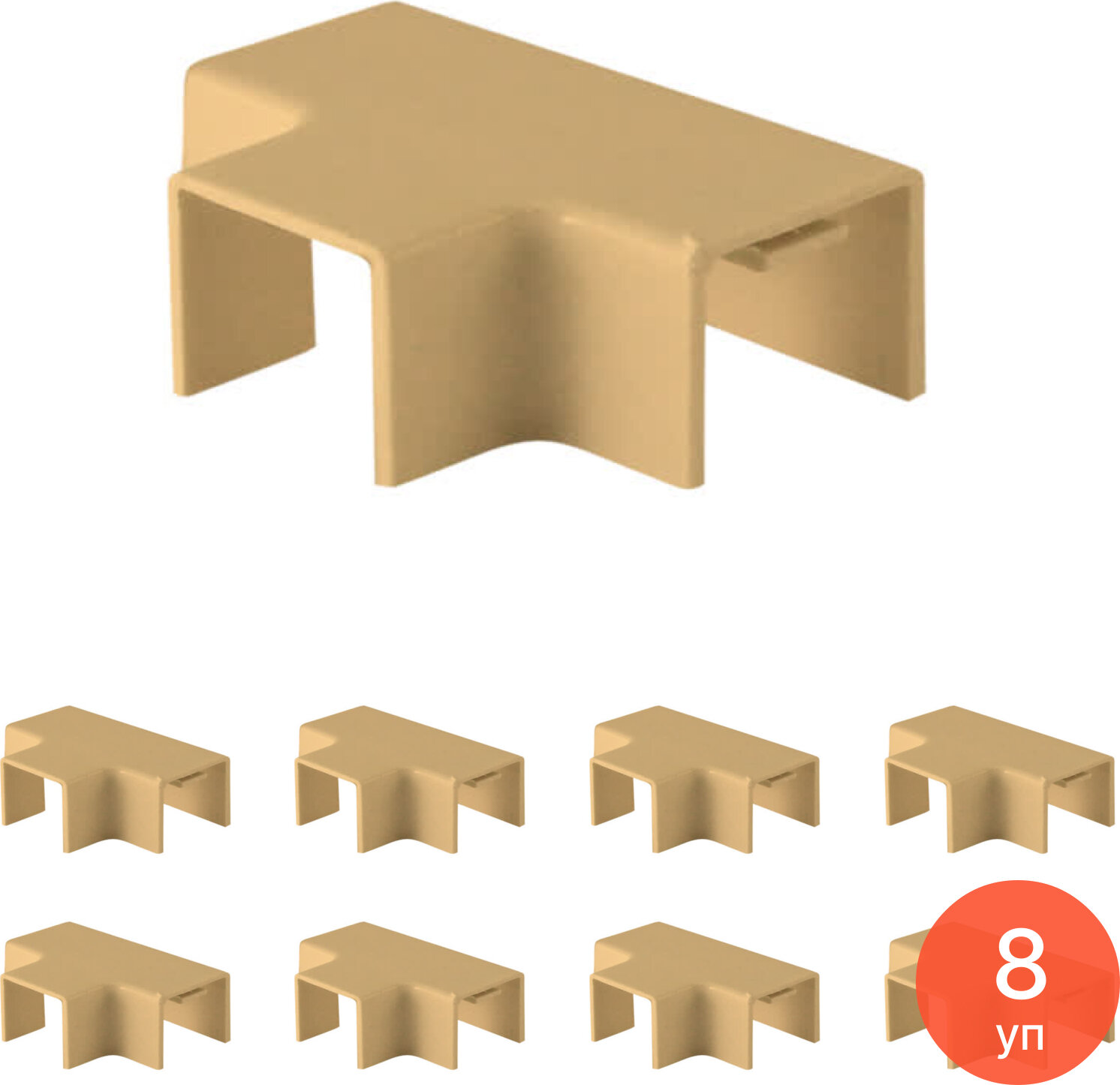 Угол TDM Electric / ТДМ Электрик КМТ Т-образный пластиковый сосна размером 20х10мм в упаковке 4шт. / аксессуары для кабель каналов (комплект из 8 уп)