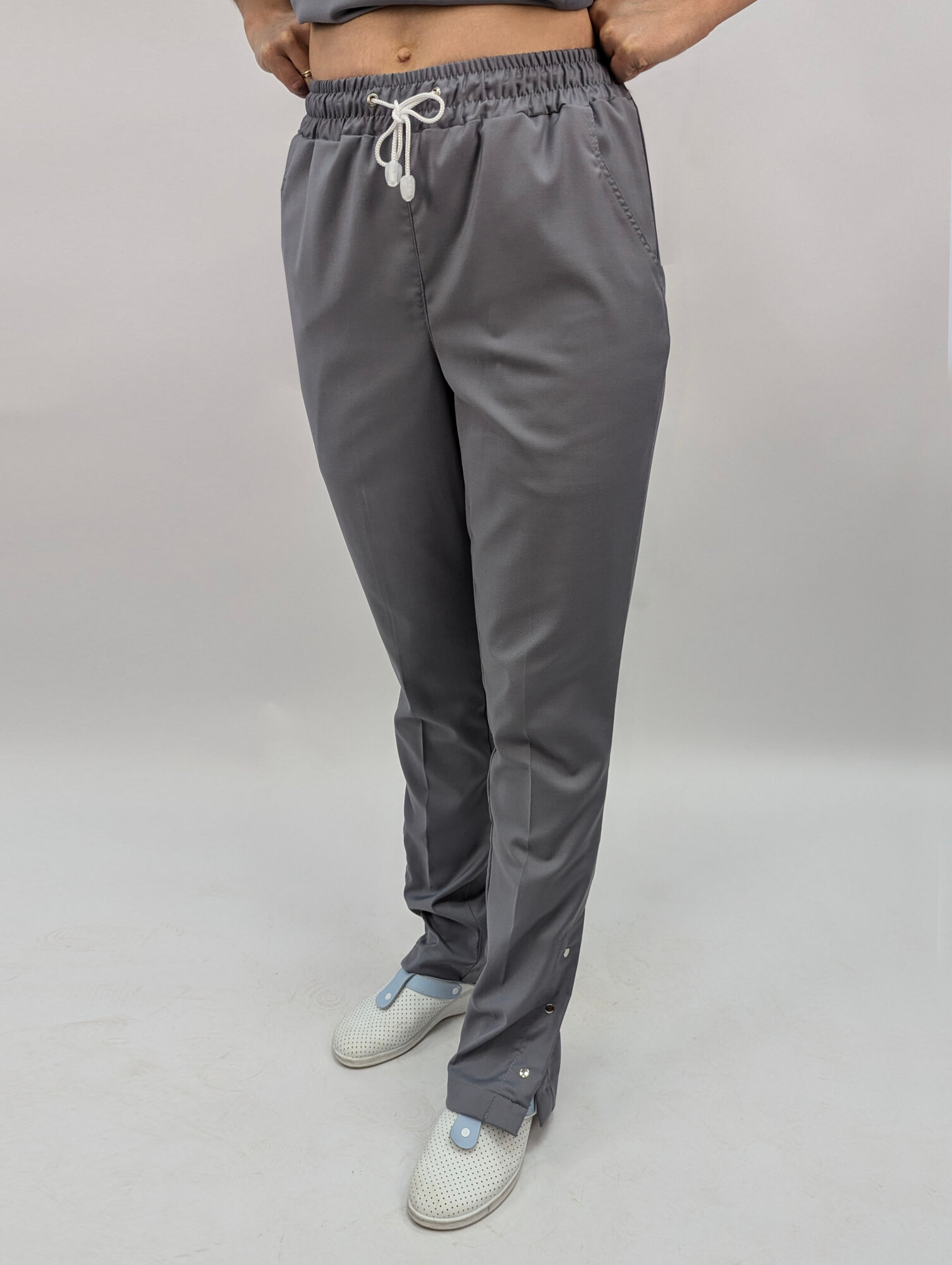 Брюки рабочие Вилан, женские, серые, для медицины, общепита, сферы услуг и торговли, стрейчевые