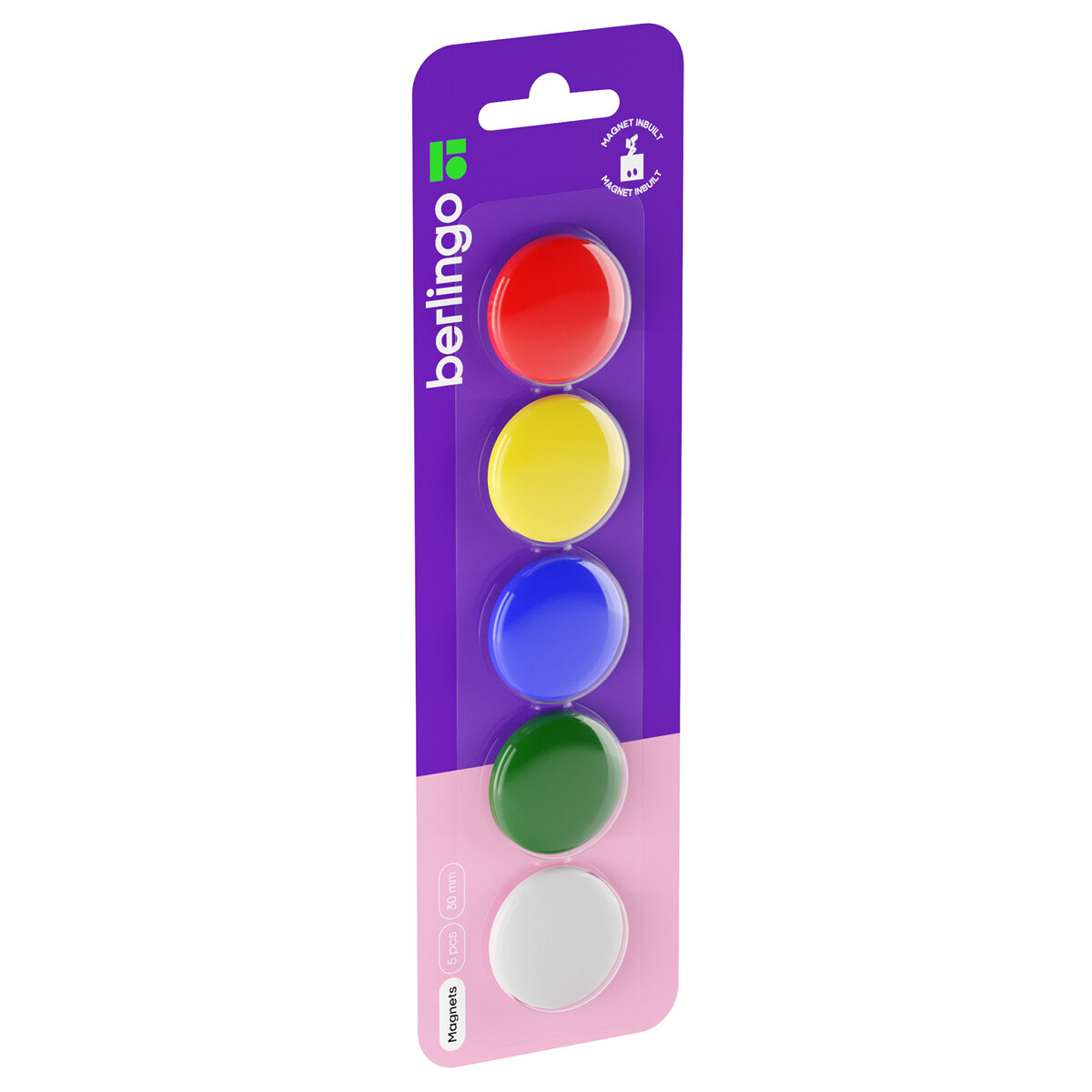 Магнит для досок Berlingo 30мм 5шт ассорти европодвес