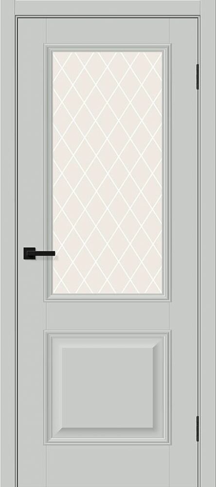 Межкомнатная Дверь ПЭТ Bravo Классик-13 Grey Silk / White Сrystal 900х2000мм (полотно 1шт) / Браво