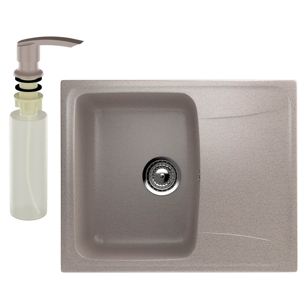 Мойка кухонная Ulgran U-201 302 прямоугольная 47x58 мойка для кухни с крылом бежевая матовая