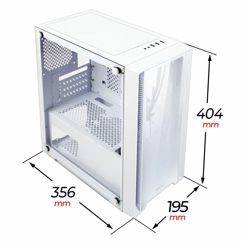 Корпус Ginzzu CL520 mATX закаленное стекло боковая и передняя панель — фото 1