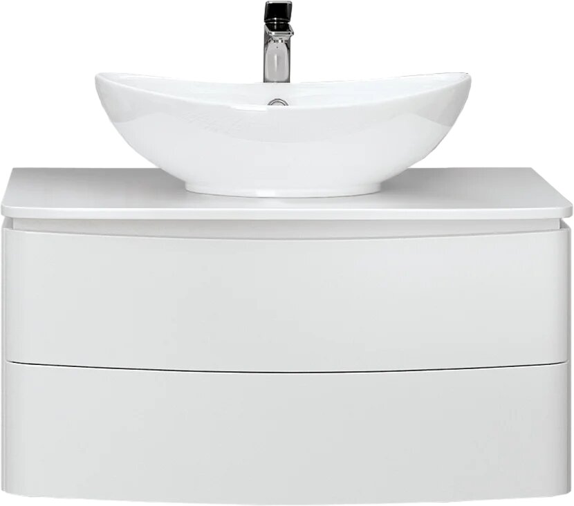 Тумба с раковиной Velvex Luna 100 подвесная, 100 см, накладная, с ящиками, белая, в современном стиле из МДФ овальная из фаянса