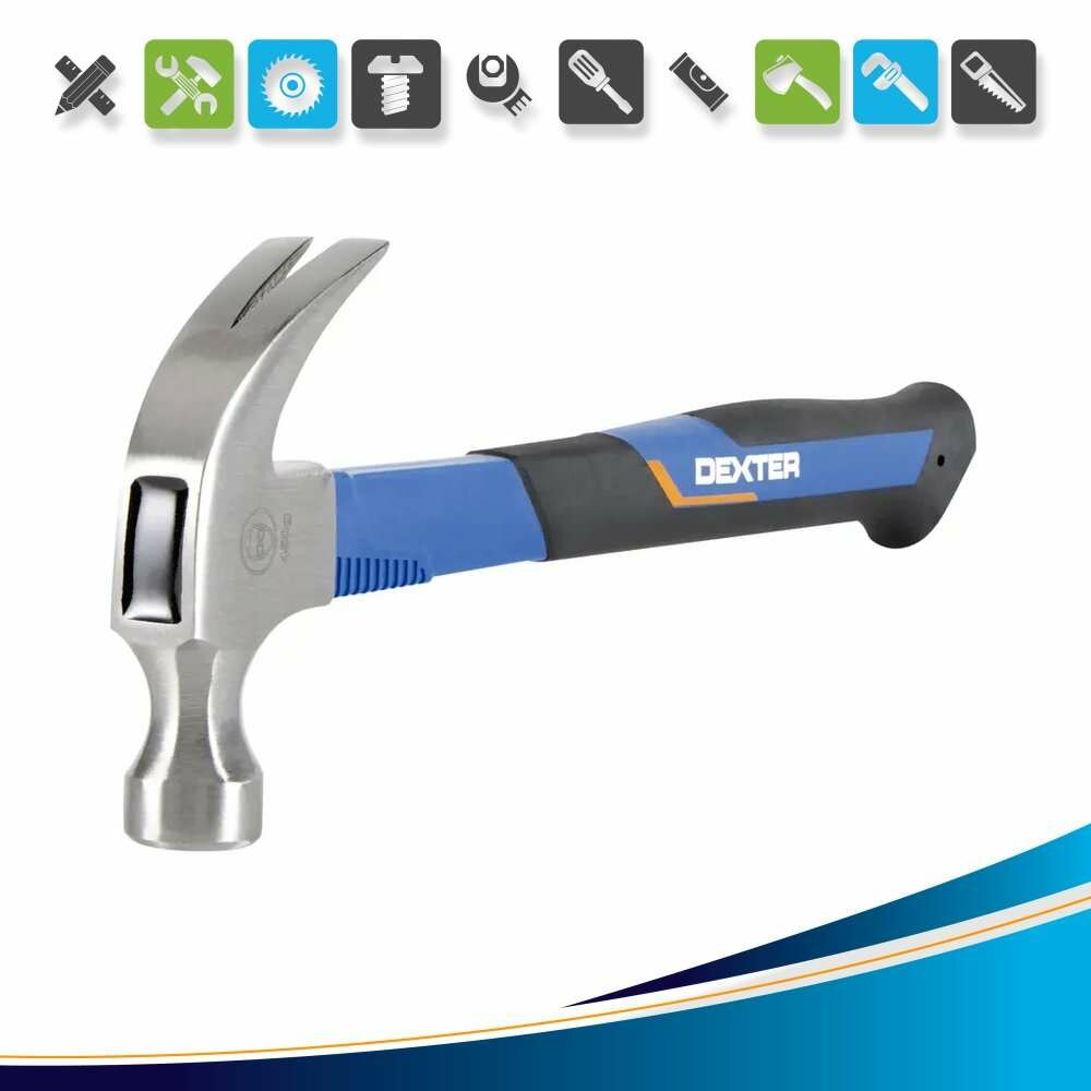 Молоток-гвоздодер Dexter HM18DEXTER фиберглассовая рукоятка 450 г