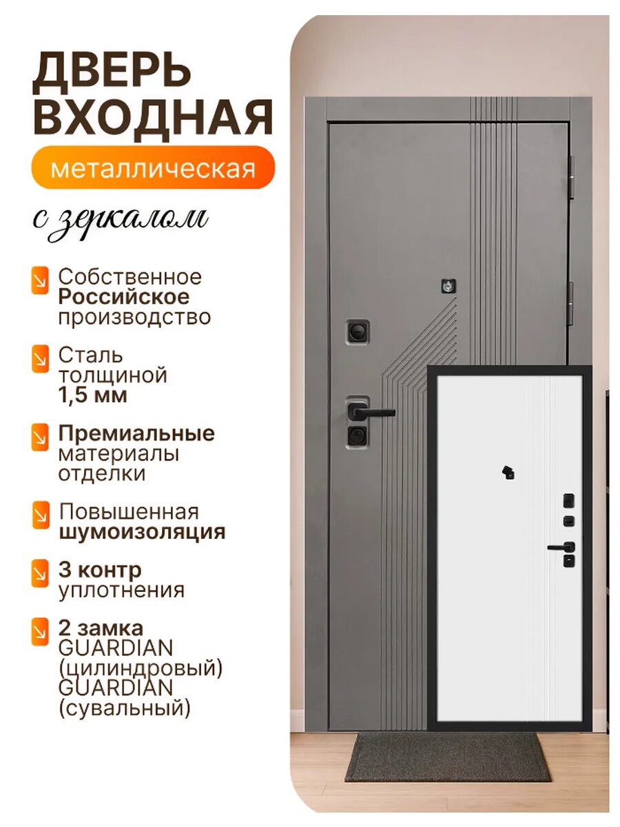 Дверь входная Prestige-Entrance РТ-36 белая 205х88 см правая