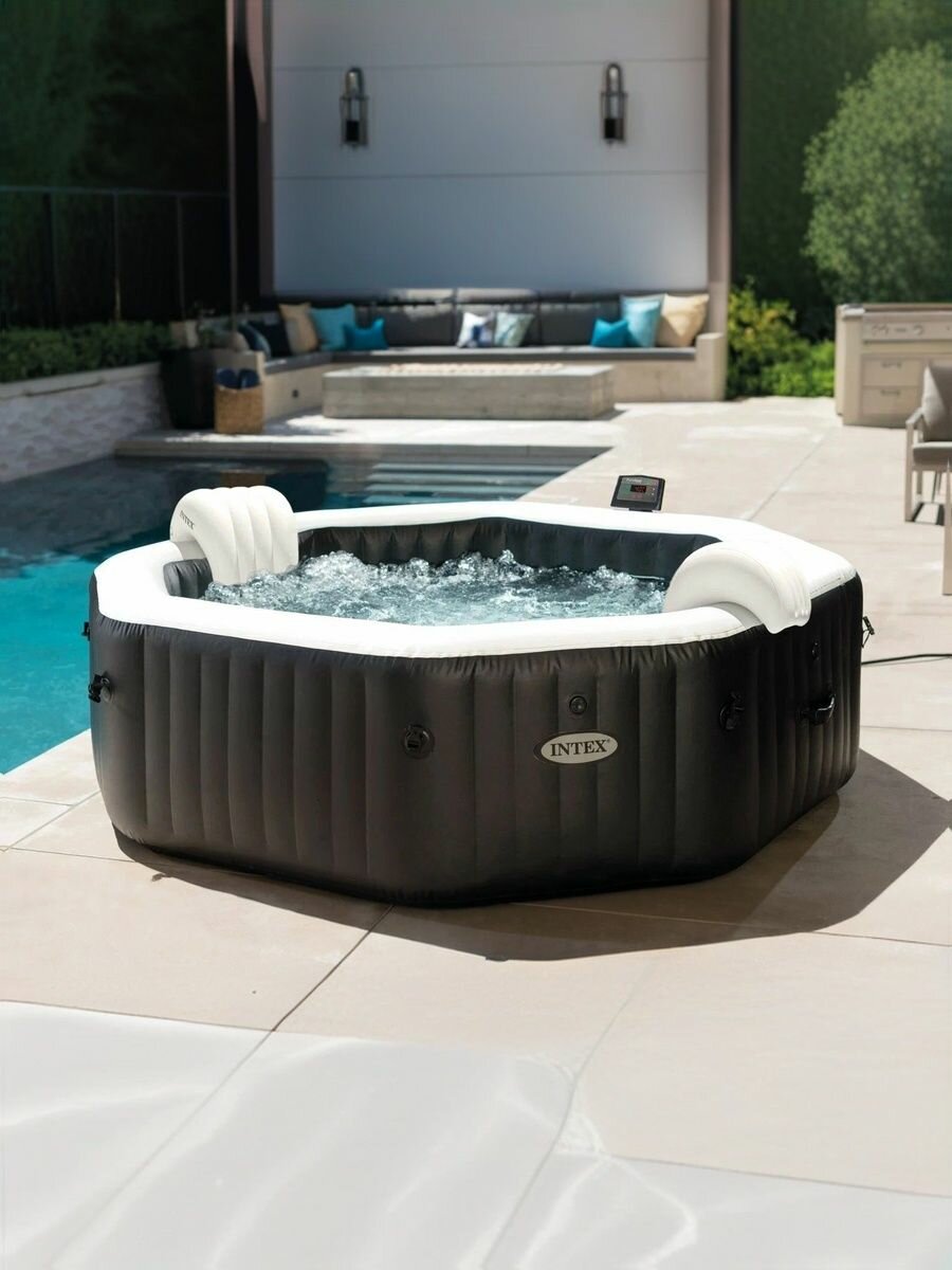 Надувной бассейн джакузи 211х211х71 см Intex 28462 (диагональ 218 см аэро+гидро) PureSpa Jet and Bubble Deluxe
