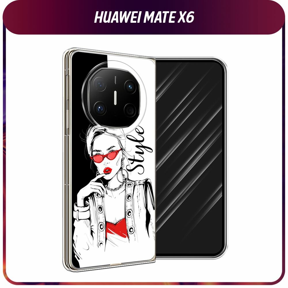 Чехол на Huawei Mate X6 / Хуавей Мате X6 с принтом Черно-белый стиль