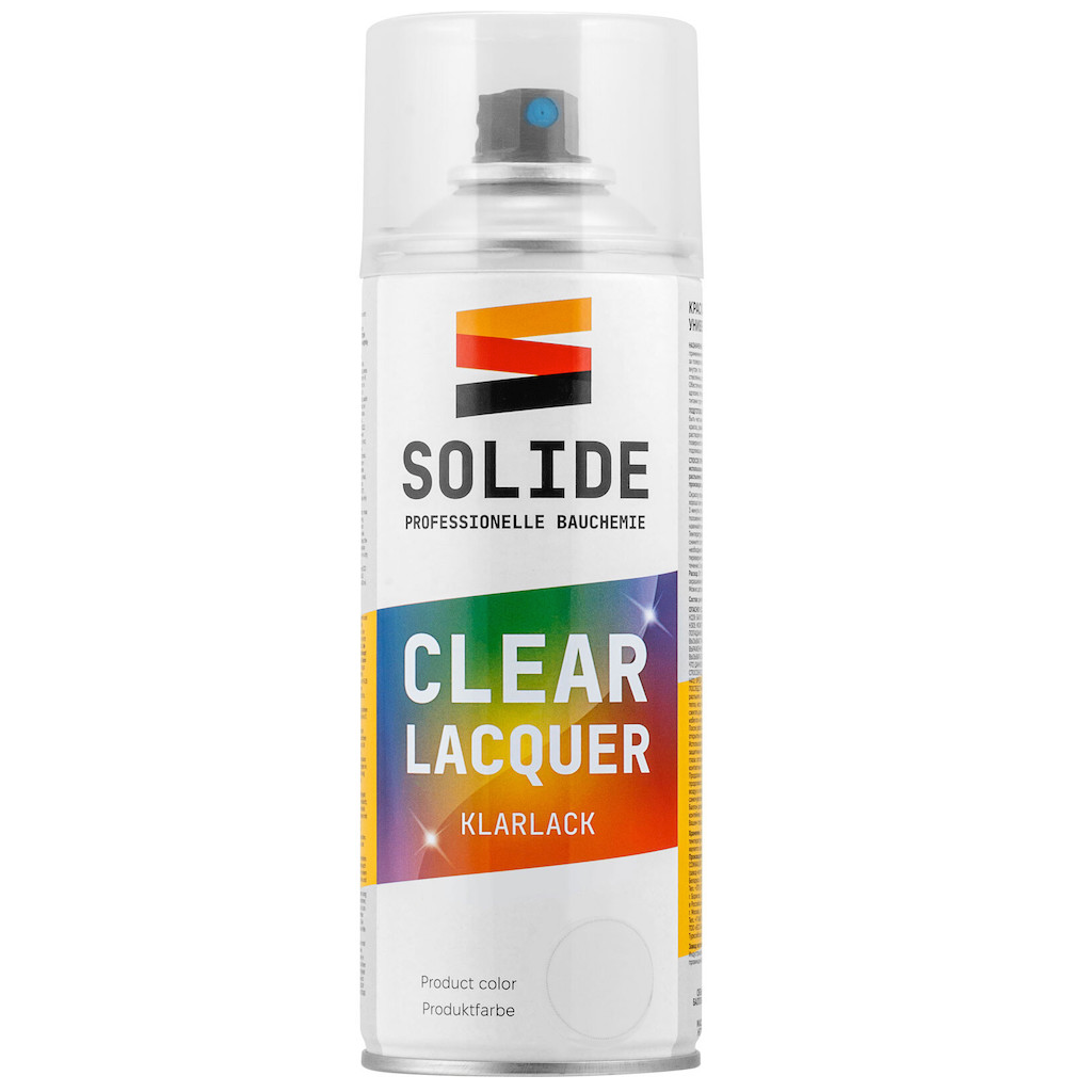 Лак для мебели аэрозольный декоративный бесцветный SOLIDE 400 мл (SL-77068-1)