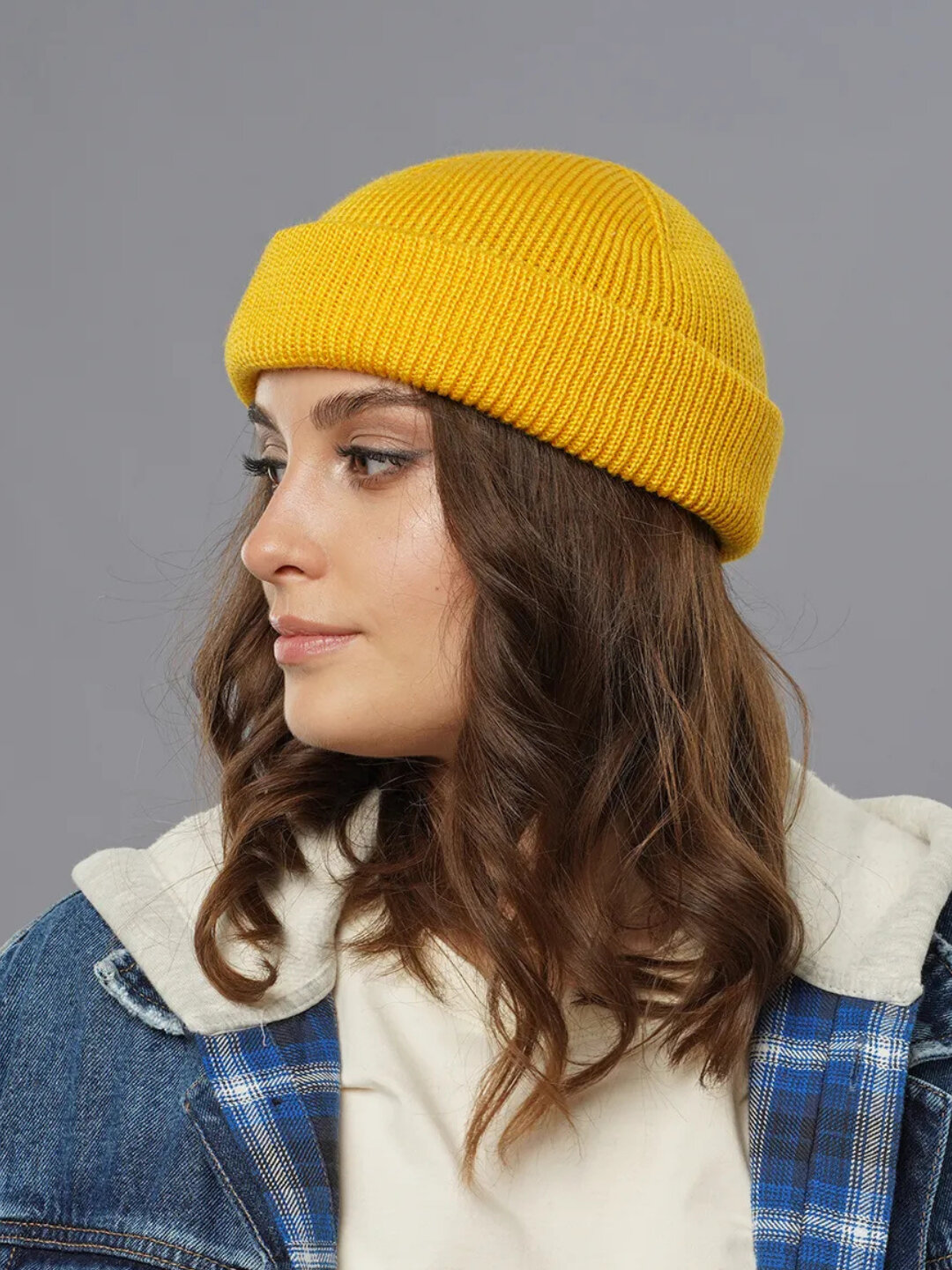 Шапка-бини 8 для взрослых и детей, размер 56, Желтый — фото 1