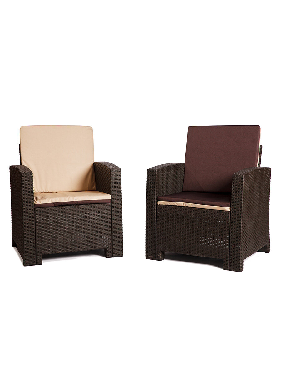 Комплект кресел под ротанг Калифорния “California“ (2 штуки) с подушками на сиденье и спинку арт.77787-2