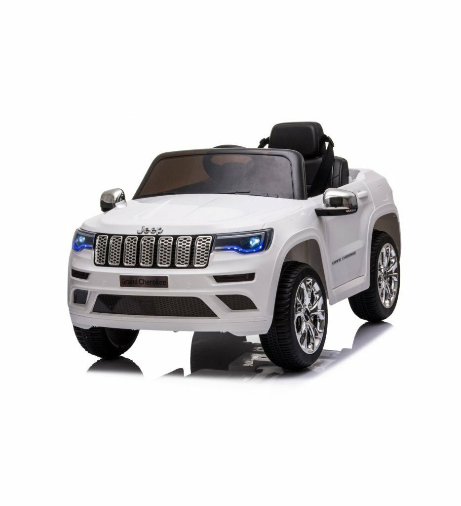 Детский электромобиль Jeep Grand Cherokee 12V 2WD белый, на аккумуляторе, 2 мотора, задний привод