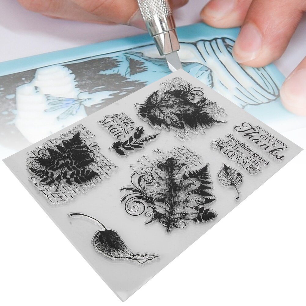 Прозрачный силиконовый штамп DIY ручной учет записки фотоальбом листья декор