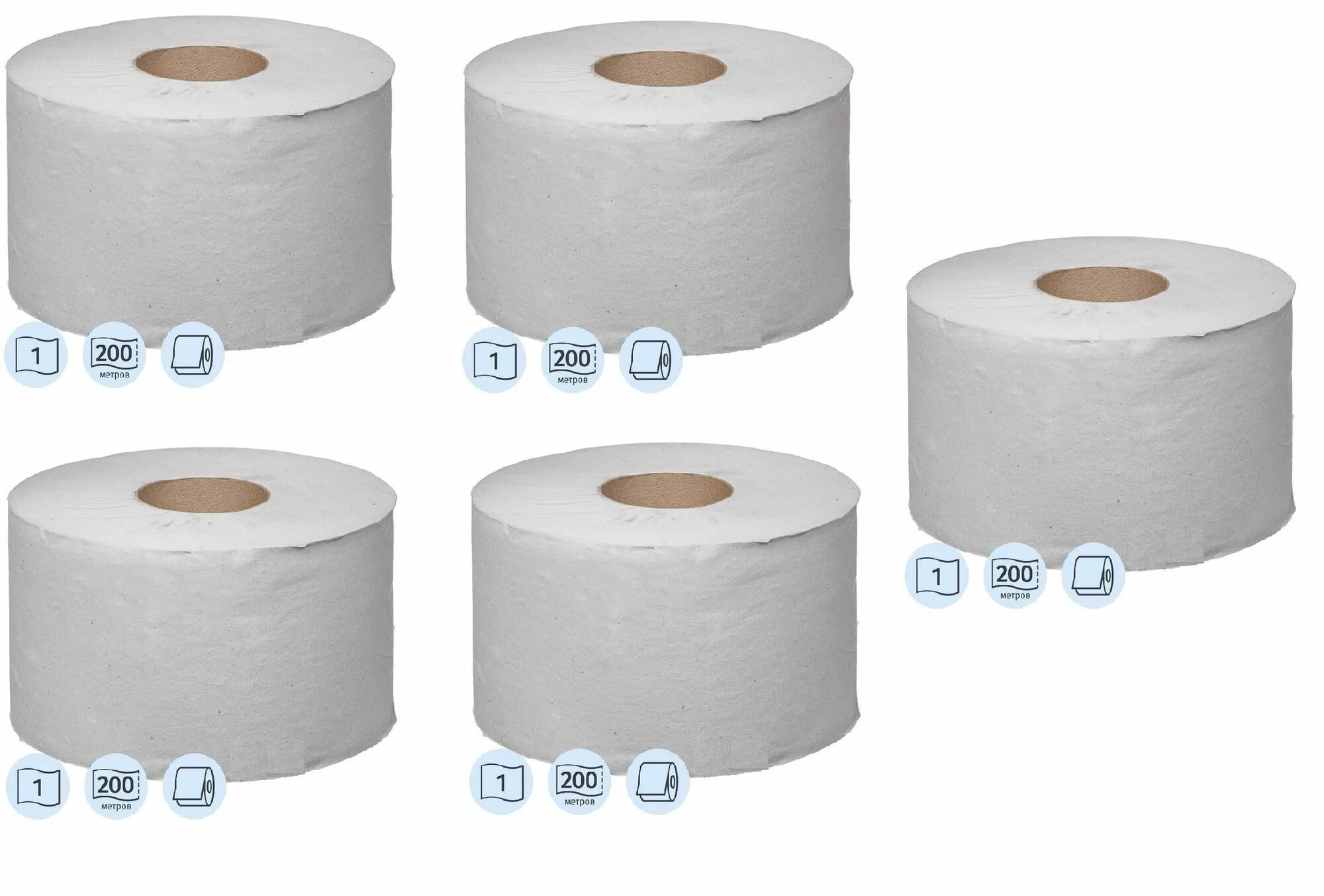 Туалетная бумага Мягкоff Professional 1-слойная 200 метров 5 шт.