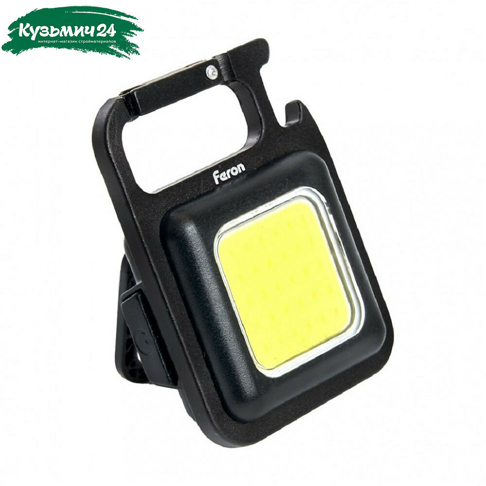 Фонарь универсальный Feron TH2404 USB type-C COB, 48524, с аккумулятором, с магнитом, 4 режима, черный