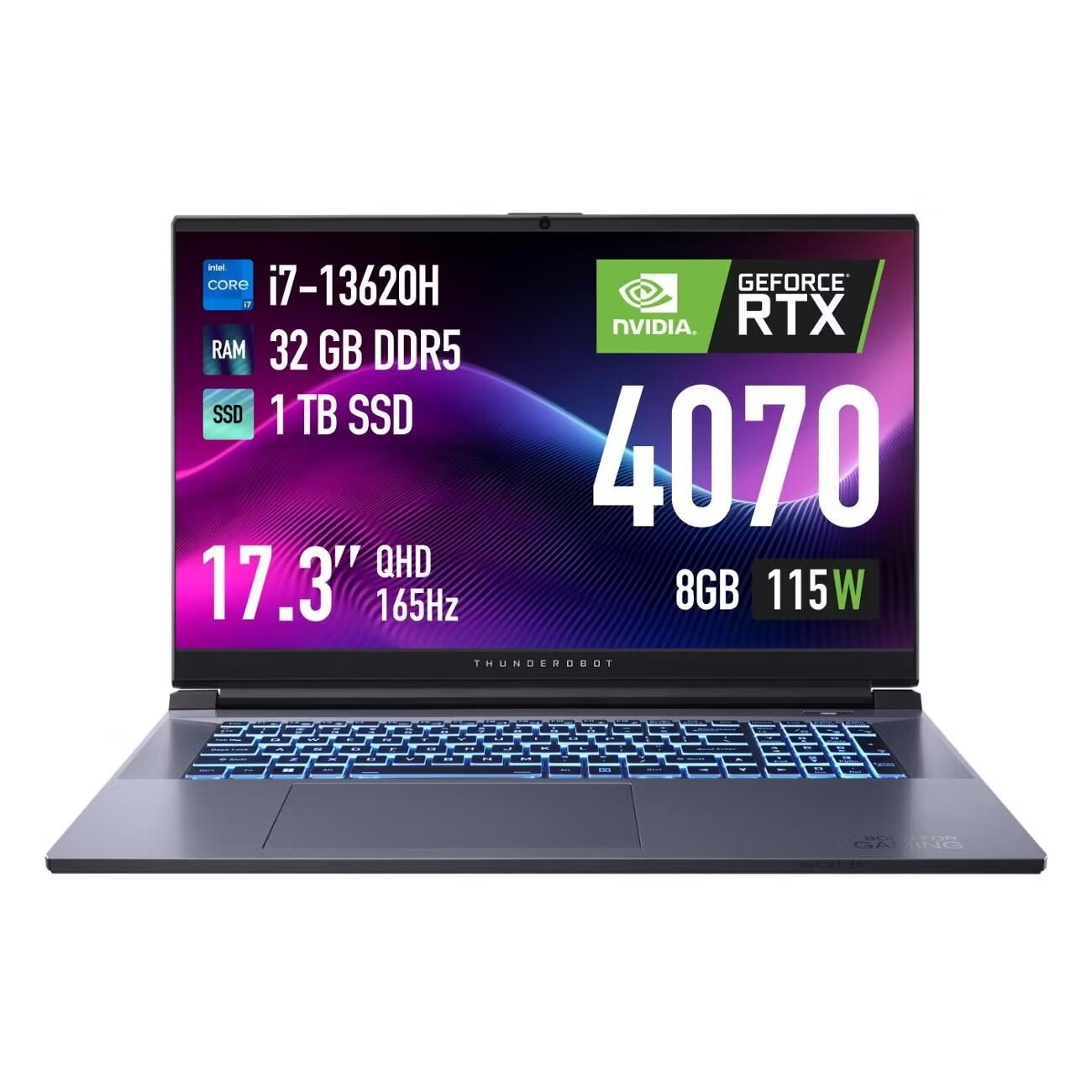 Игровой ноутбук Thunderobot 911 Plus Max 2K 17,3 2K 144Гц / i7 13620H / RAM 32ГБ/ RTX 4070 8GB / 1TB SSD / Windows 11