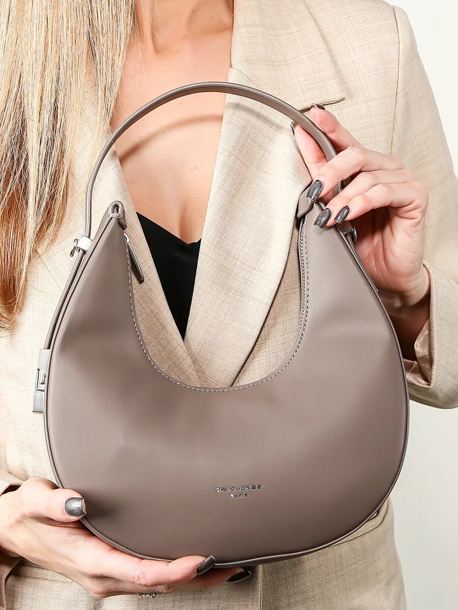 Сумка хобо DAVID JONES, серо-коричневый — фото 1