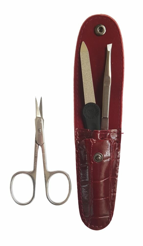 Маникюрный набор Zinger MS-Z3 S-PVC, 3 предмета, бордовый