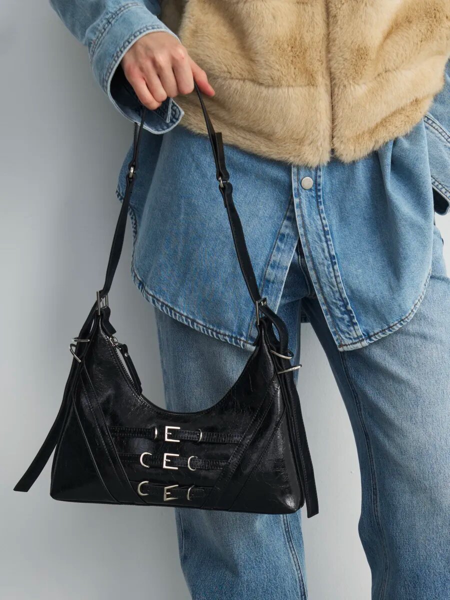 Сумка кросс-боди LeVertige ANGELINA, фактура лаковая, черный — фото 1