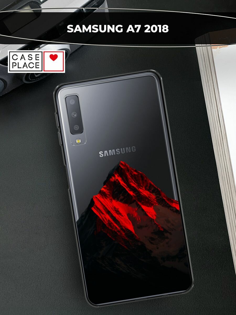 Чехол на Samsung Galaxy A7 2018 / Самсунг Галакси А7 2018 с принтом Красная гора 2, прозрачный